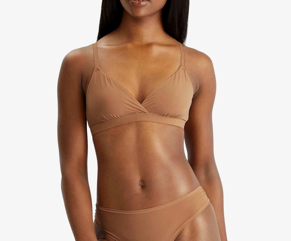 Skims Fits Everybody Crossover Bralette Size M Beige Mesh Lined Adjustable Strap